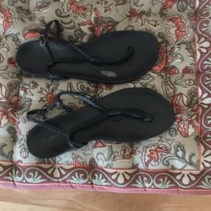 Black flat sandals